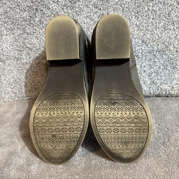 Retro Y2K SO Ankle Boots Womens 8 Boho Western Biker Braided Strap Faux Leather - Picture 10 of 11